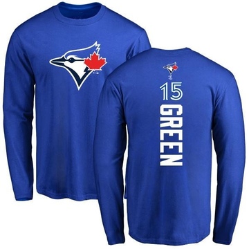 Men's Toronto Blue Jays Shawn Green ＃15 Backer Long Sleeve T-Shirt - Royal