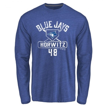 Men's Toronto Blue Jays Spencer Horwitz ＃48 Base Runner Long Sleeve T-Shirt - Royal