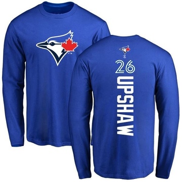 Men's Toronto Blue Jays Willie Upshaw ＃26 Backer Long Sleeve T-Shirt - Royal