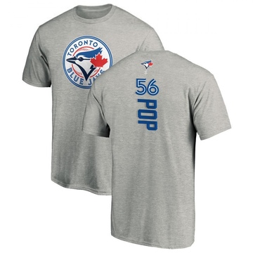 Men's Toronto Blue Jays Zach Pop ＃56 Backer T-Shirt Ash