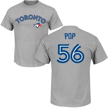 Men's Toronto Blue Jays Zach Pop ＃56 Roster Name & Number T-Shirt - Gray