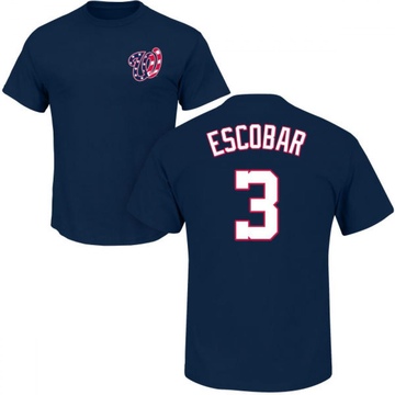 Men's Washington Nationals Alcides Escobar ＃3 Roster Name & Number T-Shirt - Navy