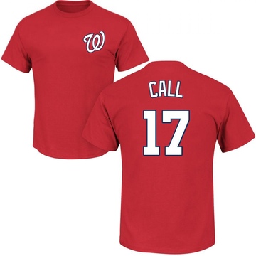 Men's Washington Nationals Alex Call ＃17 Roster Name & Number T-Shirt - Red