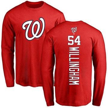 Men's Washington Nationals Amos Willingham ＃54 Backer Long Sleeve T-Shirt - Red