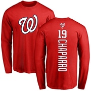 Men's Washington Nationals Andres Chaparro ＃19 Backer Long Sleeve T-Shirt - Red