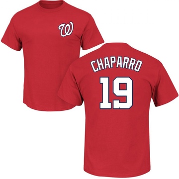 Men's Washington Nationals Andres Chaparro ＃19 Roster Name & Number T-Shirt - Red