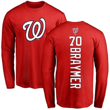 Men's Washington Nationals Ben Braymer ＃70 Backer Long Sleeve T-Shirt - Red