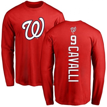 Men's Washington Nationals Cade Cavalli ＃9 Backer Long Sleeve T-Shirt - Red