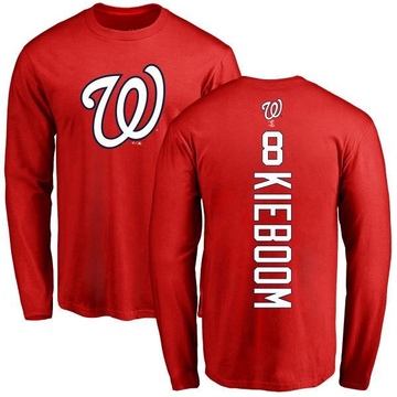 Men's Washington Nationals Carter Kieboom ＃8 Backer Long Sleeve T-Shirt - Red