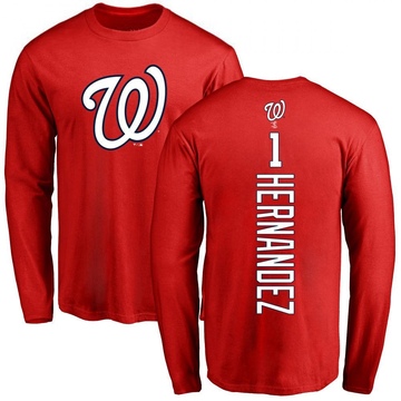 Men's Washington Nationals Cesar Hernandez ＃1 Backer Long Sleeve T-Shirt - Red