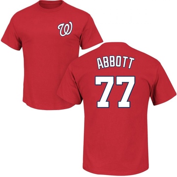 Men's Washington Nationals Cory Abbott ＃77 Roster Name & Number T-Shirt - Red