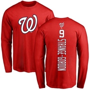 Men's Washington Nationals Dee Strange-Gordon ＃9 Backer Long Sleeve T-Shirt - Red