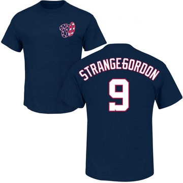 Men's Washington Nationals Dee Strange-Gordon ＃9 Roster Name & Number T-Shirt - Navy