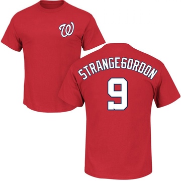 Men's Washington Nationals Dee Strange-Gordon ＃9 Roster Name & Number T-Shirt - Red