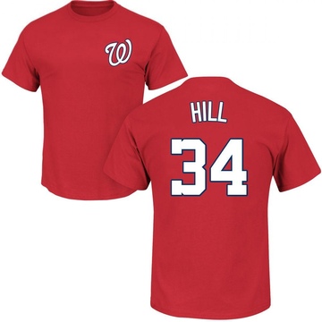 Men's Washington Nationals Derek Hill ＃34 Roster Name & Number T-Shirt - Red