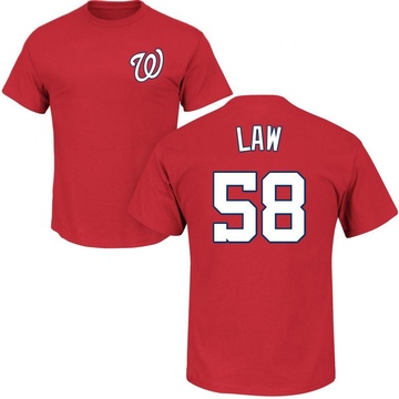 Men's Washington Nationals Derek Law ＃58 Roster Name & Number T-Shirt - Red