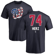 Men's Washington Nationals DJ Herz ＃74 Name and Number Banner Wave T-Shirt - Navy