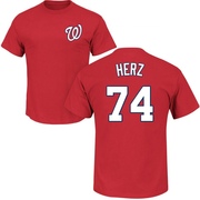 Men's Washington Nationals DJ Herz ＃74 Roster Name & Number T-Shirt - Red