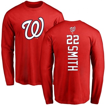 Men's Washington Nationals Dominic Smith ＃22 Backer Long Sleeve T-Shirt - Red