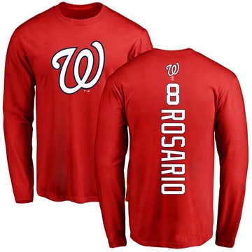 Men's Washington Nationals Eddie Rosario ＃8 Backer Long Sleeve T-Shirt - Red