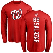 Men's Washington Nationals Eduardo Salazar ＃62 Backer Long Sleeve T-Shirt - Red