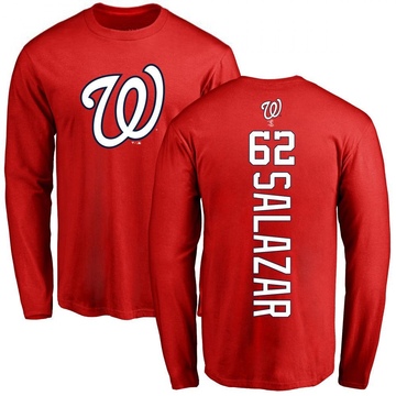 Men's Washington Nationals Eduardo Salazar ＃62 Backer Long Sleeve T-Shirt - Red