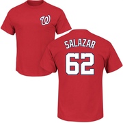 Men's Washington Nationals Eduardo Salazar ＃62 Roster Name & Number T-Shirt - Red