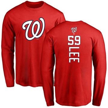 Men's Washington Nationals Evan Lee ＃59 Backer Long Sleeve T-Shirt - Red