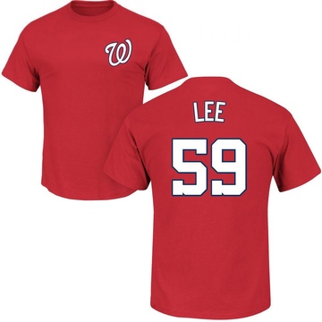 Men's Washington Nationals Evan Lee ＃59 Roster Name & Number T-Shirt - Red