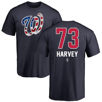 Men's Washington Nationals Hunter Harvey ＃73 Name and Number Banner Wave T-Shirt - Navy