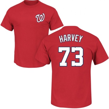 Men's Washington Nationals Hunter Harvey ＃73 Roster Name & Number T-Shirt - Red