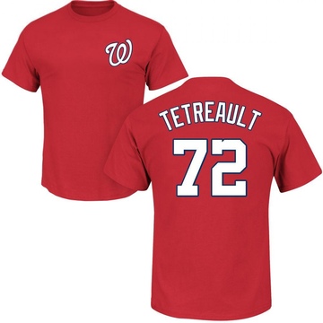 Men's Washington Nationals Jackson Tetreault ＃72 Roster Name & Number T-Shirt - Red