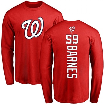 Men's Washington Nationals Jacob Barnes ＃59 Backer Long Sleeve T-Shirt - Red