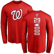 Men's Washington Nationals James Wood ＃29 Backer Long Sleeve T-Shirt - Red