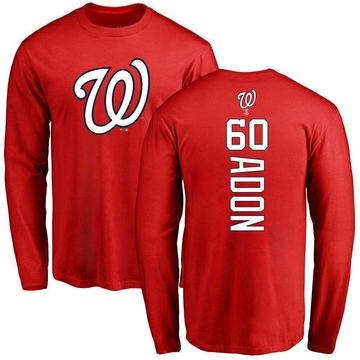 Men's Washington Nationals Joan Adon ＃60 Backer Long Sleeve T-Shirt - Red