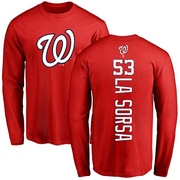 Men's Washington Nationals Joe La Sorsa ＃53 Backer Long Sleeve T-Shirt - Red