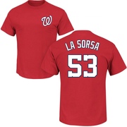 Men's Washington Nationals Joe La Sorsa ＃53 Roster Name & Number T-Shirt - Red