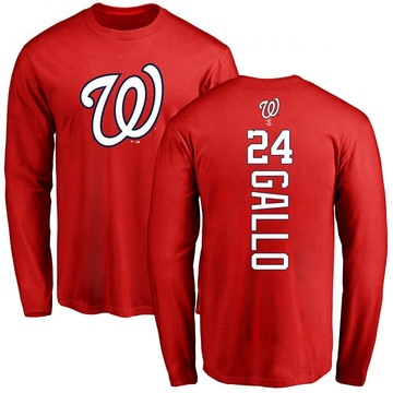 Men's Washington Nationals Joey Gallo ＃24 Backer Long Sleeve T-Shirt - Red