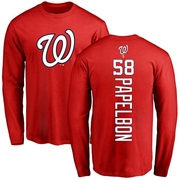 Men's Washington Nationals Jonathan Papelbon ＃58 Backer Long Sleeve T-Shirt - Red