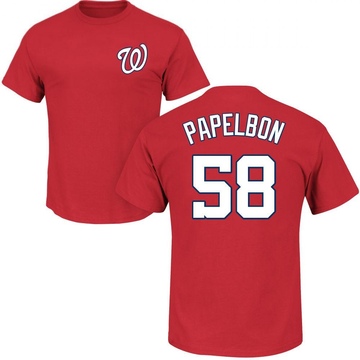 Men's Washington Nationals Jonathan Papelbon ＃58 Roster Name & Number T-Shirt - Red