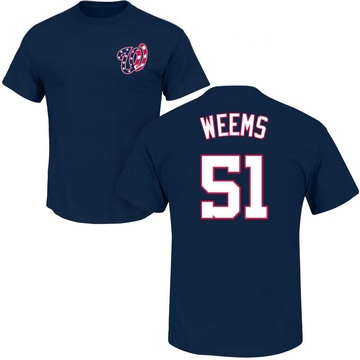 Men's Washington Nationals Jordan Weems ＃51 Roster Name & Number T-Shirt - Navy