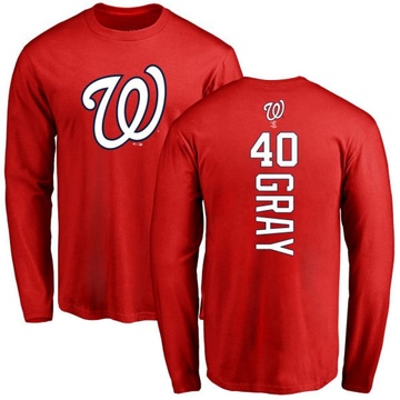 Men's Washington Nationals Josiah Gray ＃40 Backer Long Sleeve T-Shirt - Red