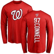 Men's Washington Nationals Justin Connell ＃97 Backer Long Sleeve T-Shirt - Red