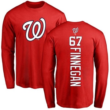 Men's Washington Nationals Kyle Finnegan ＃67 Backer Long Sleeve T-Shirt - Red