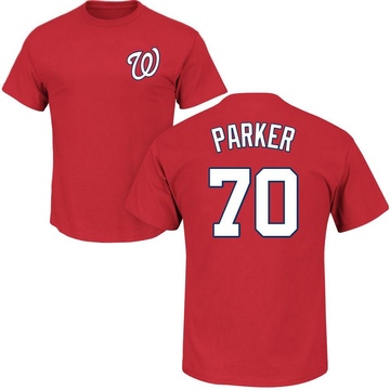 Men's Washington Nationals Mitchell Parker ＃70 Roster Name & Number T-Shirt - Red