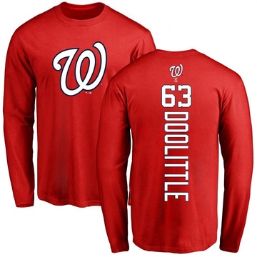 Men's Washington Nationals Sean Doolittle ＃63 Backer Long Sleeve T-Shirt - Red