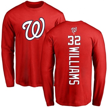 Men's Washington Nationals Trevor Williams ＃32 Backer Long Sleeve T-Shirt - Red