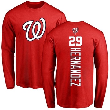 Men's Washington Nationals Yadiel Hernandez ＃29 Backer Long Sleeve T-Shirt - Red