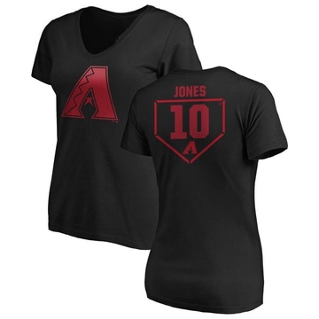 Women's Arizona Diamondbacks Adam Jones ＃10 RBI Slim Fit V-Neck T-Shirt - Black