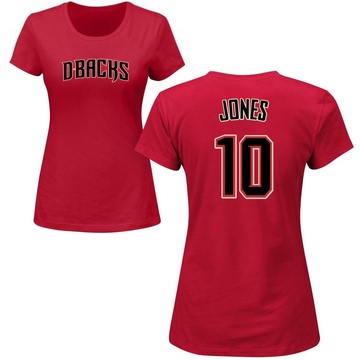 Women's Arizona Diamondbacks Adam Jones ＃10 Roster Name & Number T-Shirt Crimson